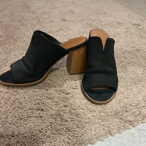 Lucky Brand Black Open-Toe Mules with Block Heel